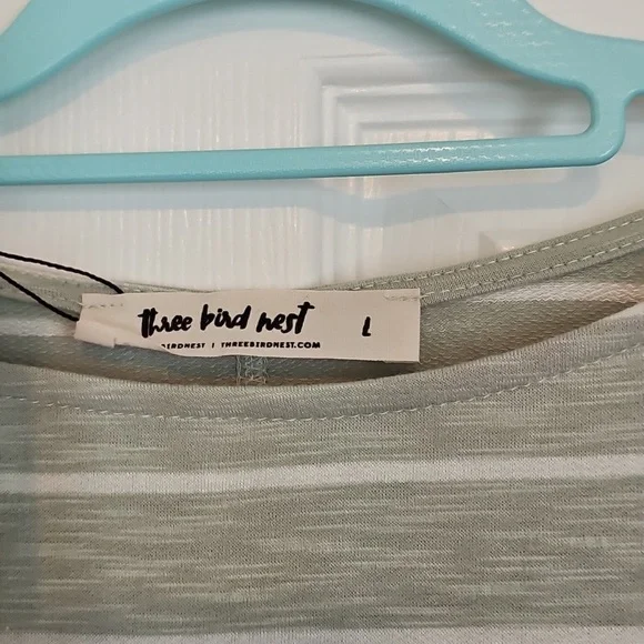 NWT Three Bird Nest Dreamy Daze Striped Sage Green Women's Top - Picture 10 of 16